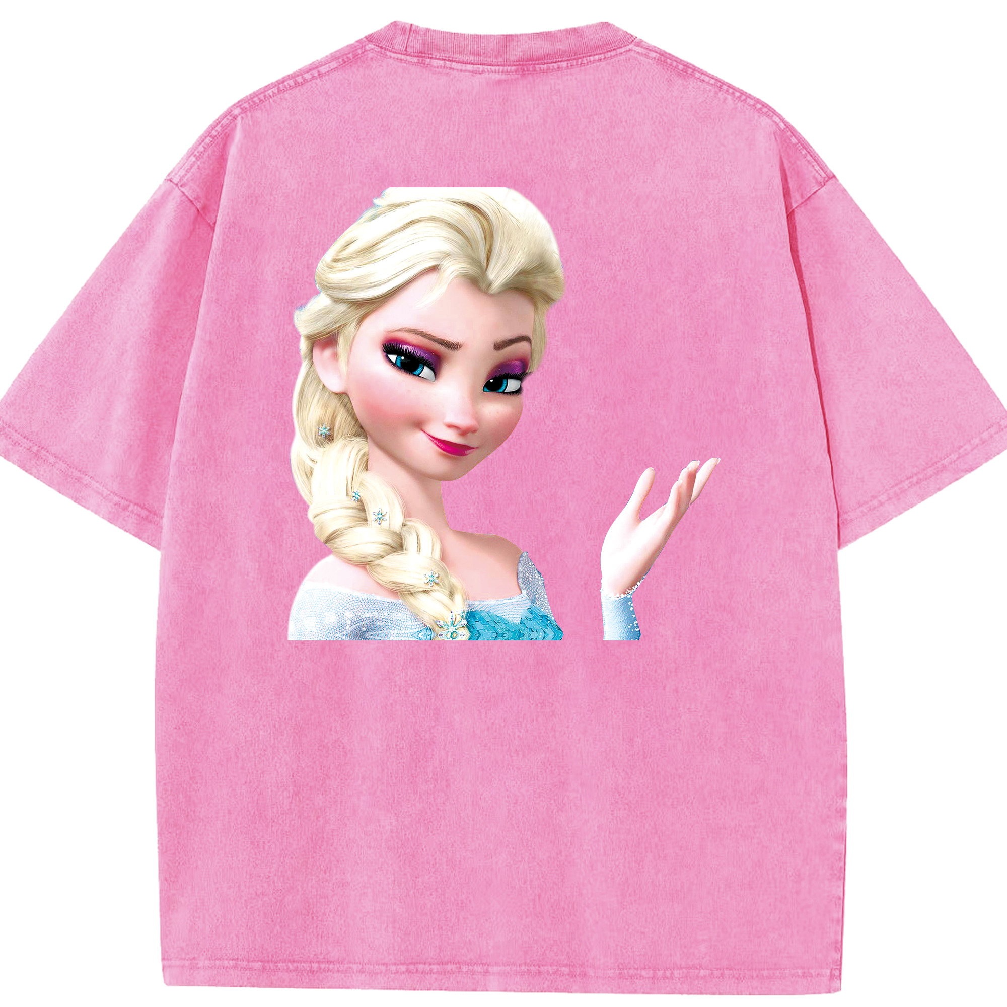 （画像用） アナと雪の女王 アンナ エルサ Frozen Anna Elsa 綿100% ヴィンテージ風 半袖Tシャツ（背面プリント）